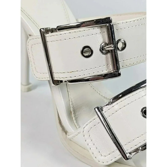 Alexander McQueen Punk Buckle White Leather Sandals Size 36 & 37 **Please Read** - Picture 9 of 12